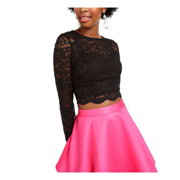 CITY TRIANGLES Womens Long Sleeve Short Formal Fit + Flare Dress - Picture 3 of 3